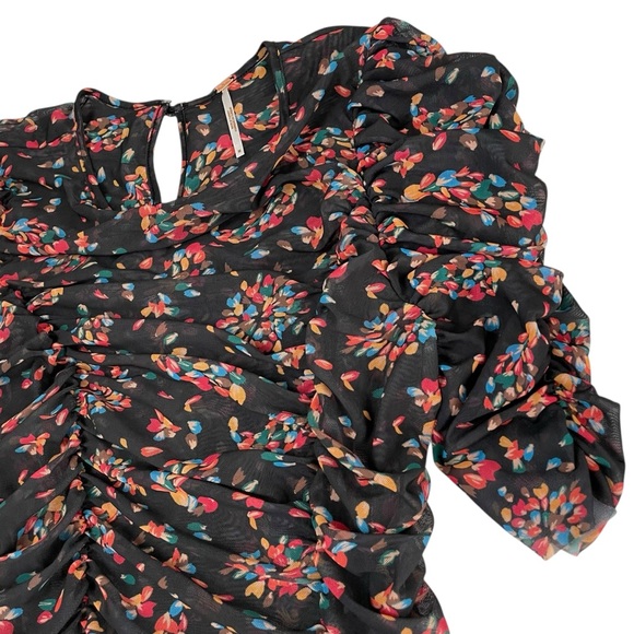 Free People Briella Twilight Combo Multi Color Ruched Slit Midi Dress Medium - Picture 14 of 16